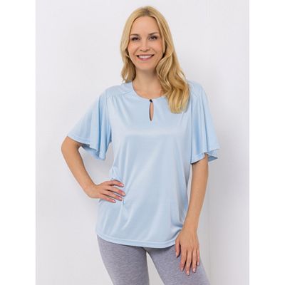 JERYMOOD HOMEWEAR Shirt, 1/2-Arm Mikrofaser Dekofalten Keyhole-Detail