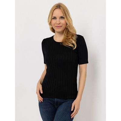 Thumbnail - VIA MILANO Pullover, 1/2-Arm Rundhalsausschnitt Rippenstruktur figurbetont