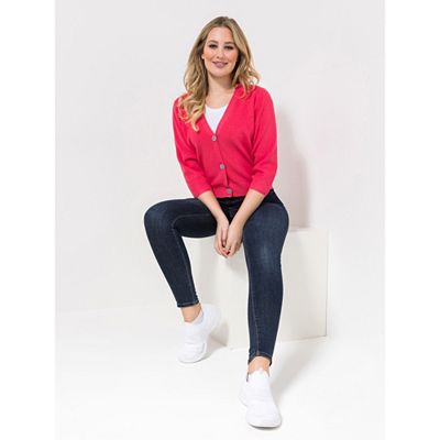 LOVELY SISTERS® Strickjacke, 1/1-Arm V-Ausschnitt Knopfleiste figurumspielend