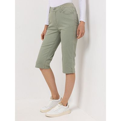 DENIM & CO. Hose, 4-Pocket-Style Capri-Länge Rundumdehnbund Eingrifftaschen