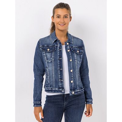 VIA MILANO Jeansjacke Knopfleiste Bruttasche figurbetont