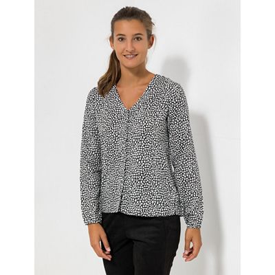 BASLER® Bluse, 1/1-Arm Millefleur-Print Figurumspielend V-Ausschnitt