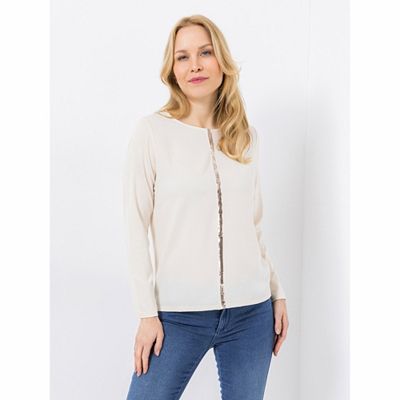 VIA MILANO Blusen-Shirt 1/1-Arm Paillietten-Detail figurumspielend