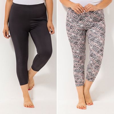 Thumbnail - JERYMOOD HOMEWEAR 2 Leggings, 7/8-Länge Mikrofaser 1x uni 1x bedruckt