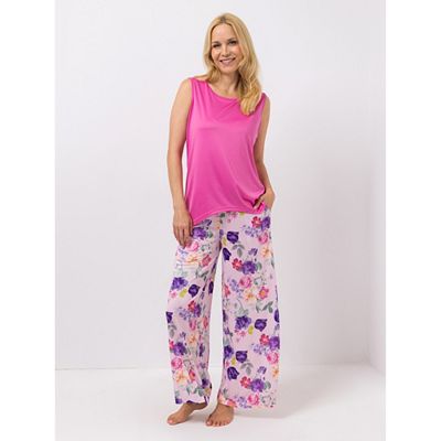 Thumbnail - LITTLE ROSE Pyjama-Set Mikrofaser Top, ohne Arm Hose, gerade Form