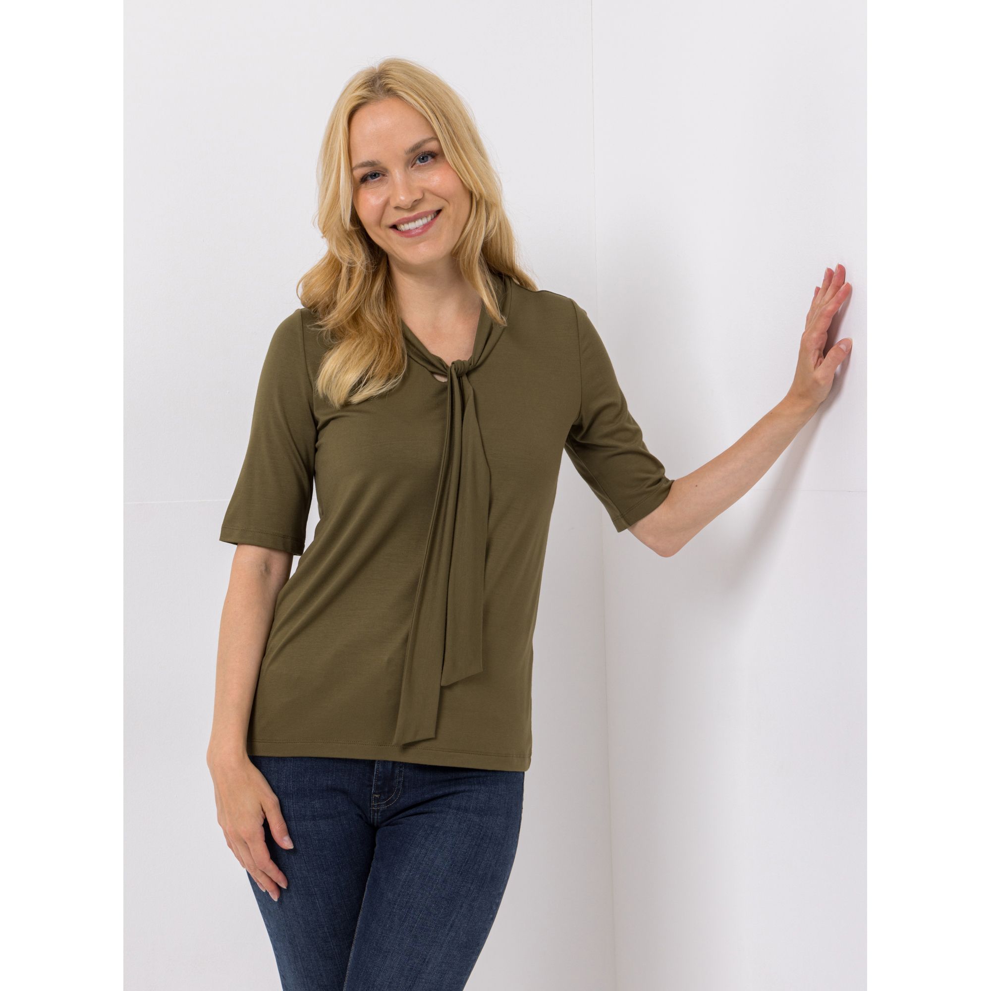 VIA MILANO Shirt, 1/2-Arm mit ECOVERO Viskose Schluppe figurumspielend