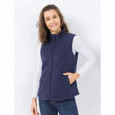 DENIM & CO. Weste Stehkragen 2-Wege Reißverschluss Materialmix