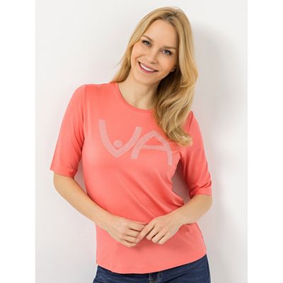 VIA MILANO Shirt, 1/2-Arm Rundhalsausschnitt Strass-Details figurumspielend