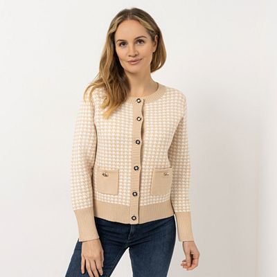 VIA MILANO Cardigan, 1/1-Arm Durchgeknöpft Rundhalsausschnitt figurumspielend