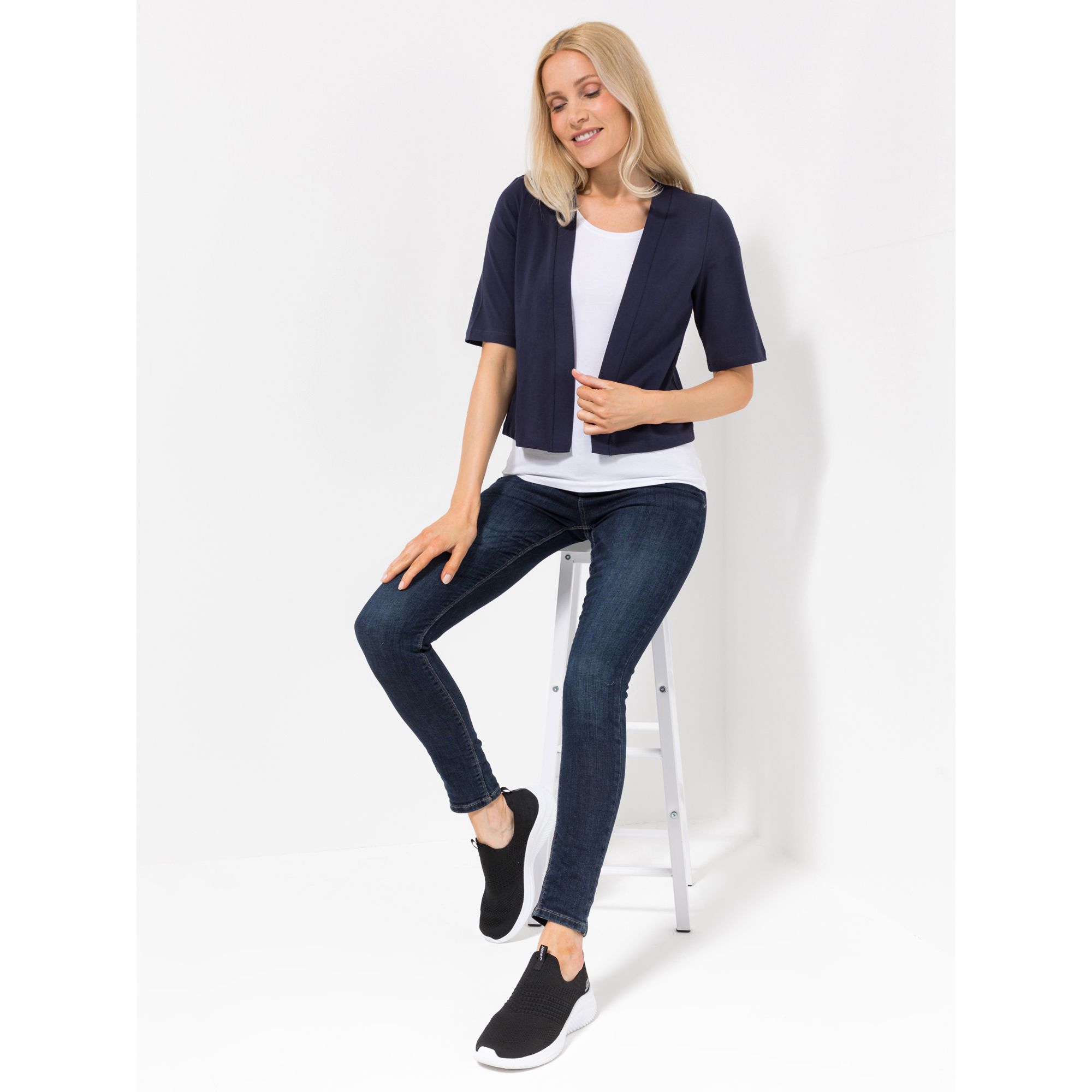 DENIM & CO. Bolero 1/2-Arm offene Front kurze Form