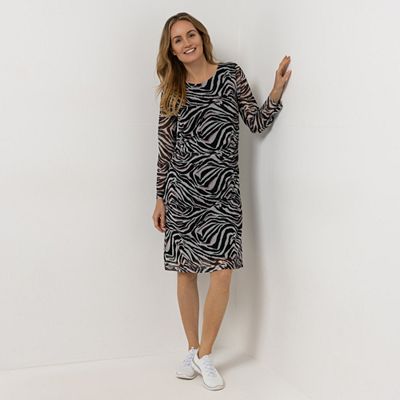 Thumbnail - VIA MILANO Kleid, 1/1-Arm Allover-Print Mesh, gefüttert figurbetont
