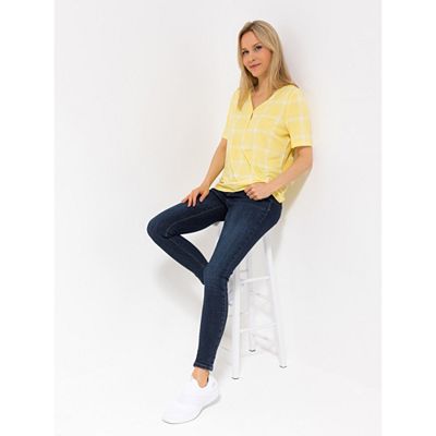 DENIM & CO. Shirt, 1/2 Arm V-Ausschnitt Allover-Druck mit ECOVERO Viskose