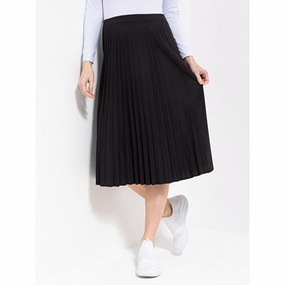 VIA MILANO Rock Midi-Länge Plissee-Einsatz Reißverschluss