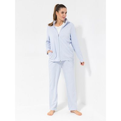 Thumbnail - POLARSTERN HOMEWEAR Jacke Flanell-Fleece 2-Wege-Reißverschluss Strass-Detail