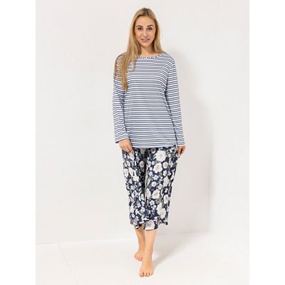 Thumbnail - LITTLE ROSE Pyjama, 7/8-Länge Mikrofaser U-Boot-Ausschnitt Druck-Mix