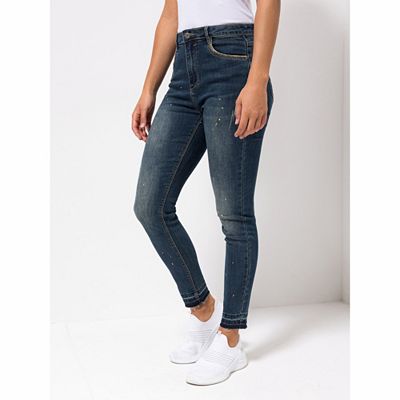 VIA MILANO Jeanshose, 1/1-Länge 5-Pocket Destroyed Details Snake Details