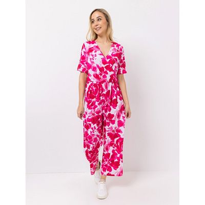 IN-PRINT Jumpsuit 1/2-Arm 7/8-Länge V-Ausschnitt