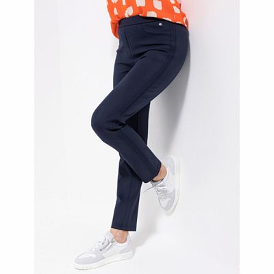 EVA LUTZ Hose, knöchellang elastisches Material Rundumdehnbund schmales Bein