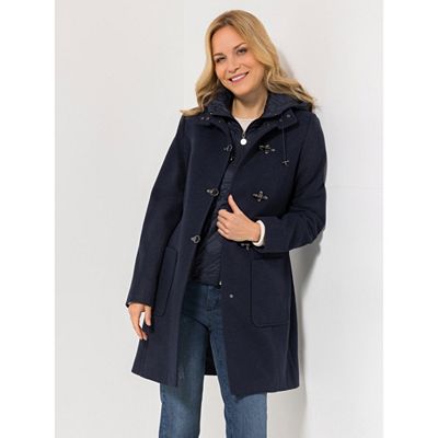 STRANDFEIN Kurzmantel Wollmix 2 in 1 Look Steppkapuze abnehmbar figurumspielend