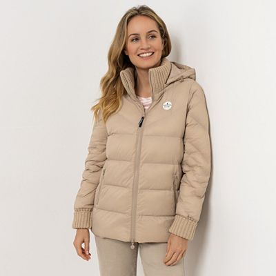 STRANDFEIN Steppjacke Strickabschlüsse abnehmbare Kapuze figurumspielend