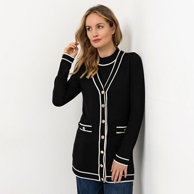 Thumbnail - STRANDFEIN Longcardigan Schmuckknöpfe Kontrastdetails figurumspielend