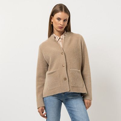 STEFFEN SCHRAUT Cardigan schmaler Stehkragen flauschiger Strick figurumspielend