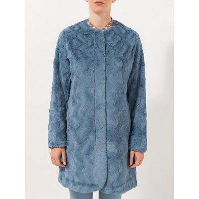 STEFFEN SCHRAUT Webpelzmantel Zermatt verdeckte Knopfleiste Seitentaschen figurumspielend