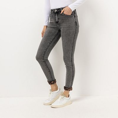 DINE 'N' DANCE Jeanshose, Salsa 5-Pocket-Style Leo-Umschlag schmales Bein