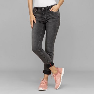 DINE 'N' DANCE Jeanshose Salsa 5-Pocket-Style Umschlag am Saum leichter Used-Effekt