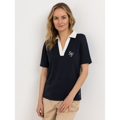 Thumbnail - STRANDFEIN Poloshirt, 1/2-Arm V-Ausschnitt Webkragen Logostickerei