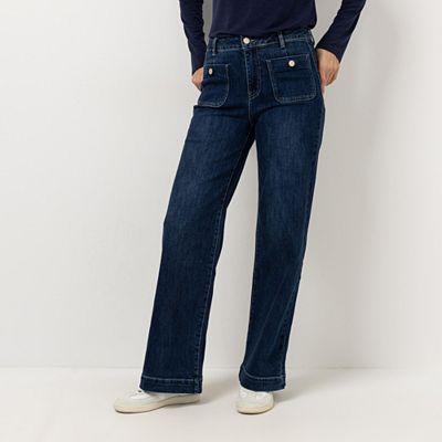 Thumbnail - STRANDFEIN Jeanshose lange Form aufgesetzte Taschen weites Bein
