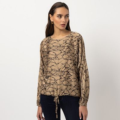 STEFFEN SCHRAUT Bluse Rundhalsausschnitt Bindebänder figurumspielend