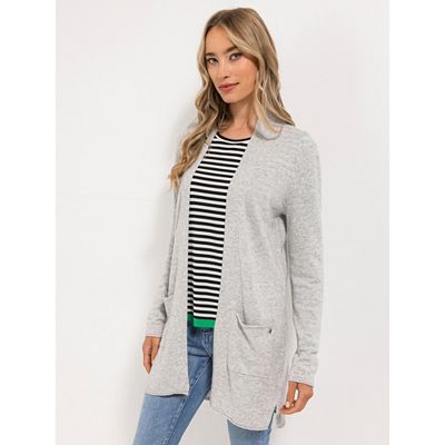 STRANDFEIN Cardigan offene Front aufgesetzte Taschen figurumspielend