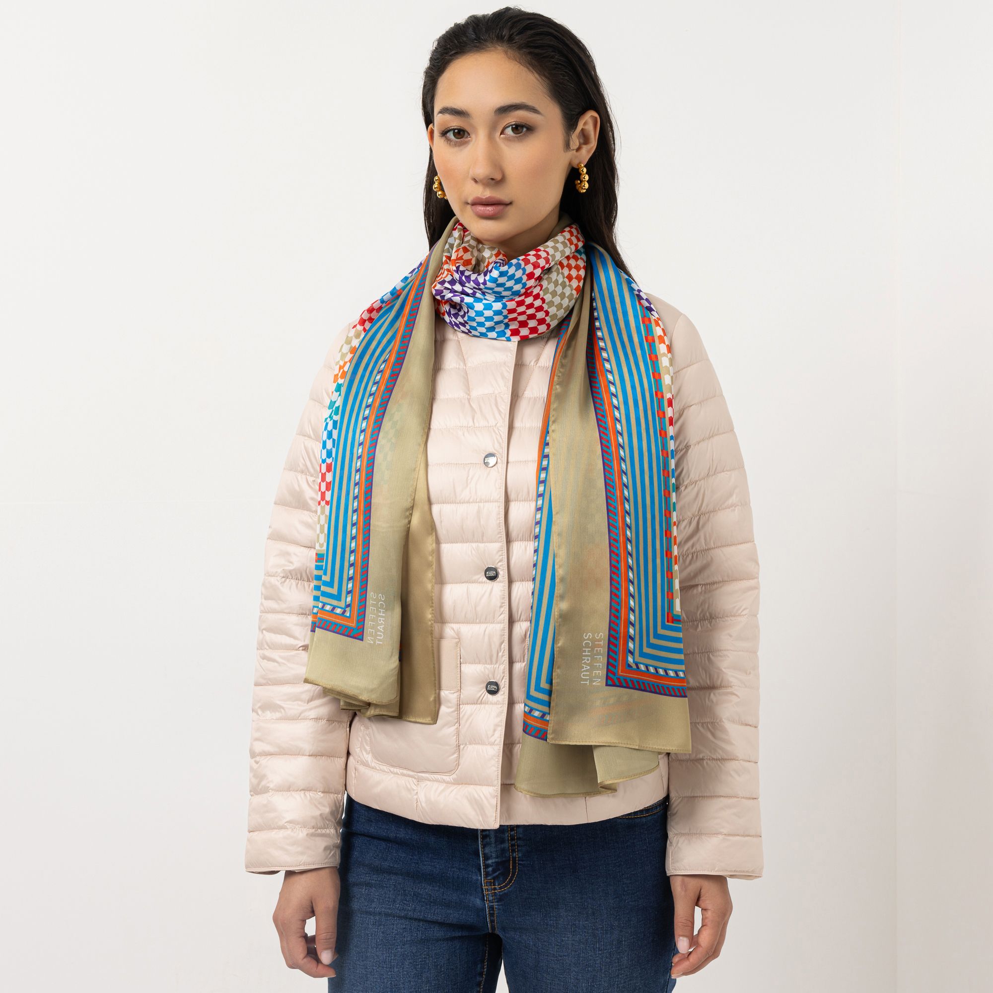 STEFFEN SCHRAUT Schal leichte Ware Grafischer-Druck ca. 90x190cm.