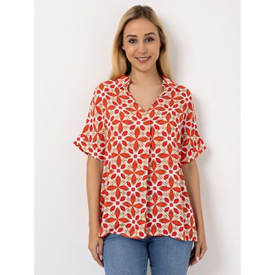 Thumbnail - DINE 'N' DANCE Bluse, 1/2-Arm V-Ausschnitt Allover-Druck leger weit