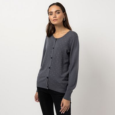 STEFFEN SCHRAUT Cardigan Rundhalsausschnitt Strass-Details figurumspielend