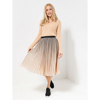 EVA LUTZ Plissee-Rock gefüttert Rundumdehnbund wadenumspielend