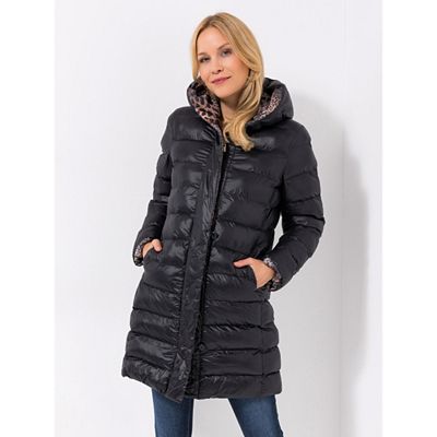 ANNI FOR FRIENDS Steppmantel, Kapuze 2-Wege-Reißverschluss Innenfutter bedruckt figurumspielend