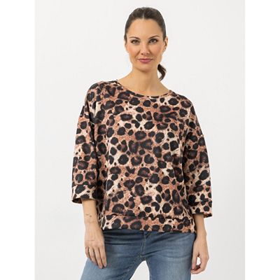 STEFFEN SCHRAUT Sweatshirt Rundhalsausschnitt Leoparden-Druck leger weit