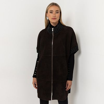 STEFFEN SCHRAUT Lederjacke aus Ziegenvelours und Strick oversized