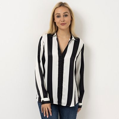 Thumbnail - DINE 'N' DANCE Bluse, 1/1-Arm V-Ausschnitt Knopfleiste leger weit