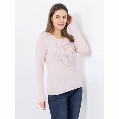 DINE 'N' DANCE Pullover, 1/1-Arm Kaschmiranteil Strassmotiv figurumspielend