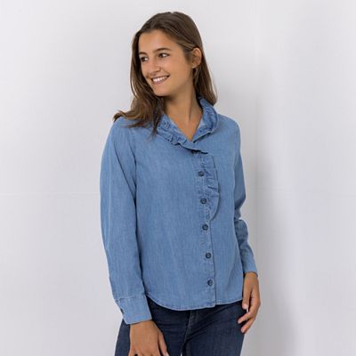 Thumbnail - DINE 'N' DANCE Bluse. 1/1-Arm Knopfleiste Rüschenkragen leger weit