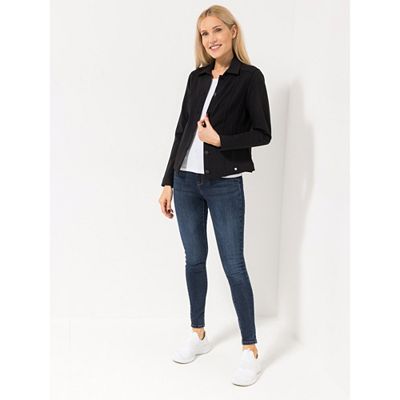 EVA LUTZ Jacke, 1/1-Arm elastisches Material Knopfleiste figurbetont
