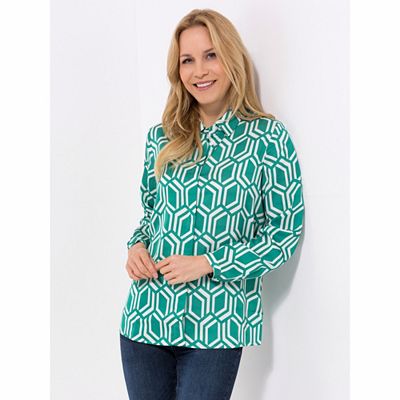 Thumbnail - ANNI FOR FRIENDS Bluse, 1/1-Arm Blusenkragen verdeckte Knopfleiste figurumspielend