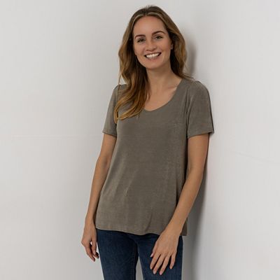 KIM & CO. Shirt, 1/2-Arm Slinky Jersey Herz-Ausschnitt figurumspielend