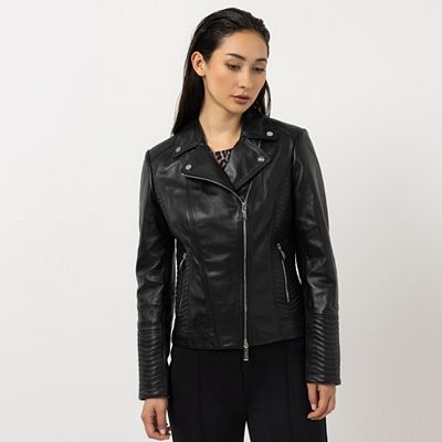 STEFFEN SCHRAUT Lederjacke Reverskragen Reißverschlusstaschen figurbetont