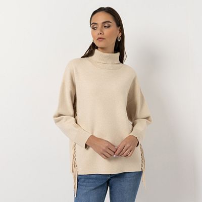 STEFFEN SCHRAUT Pullover, Langarm Rollkragen Fransendetails Oversize