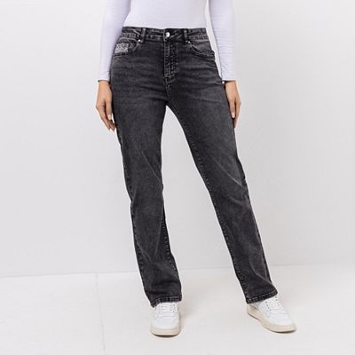 DINE 'N' DANCE Jeanshose Lambada 5-Pocket-Style Strassdekoration gerades Bein