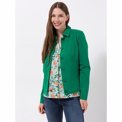 EVA LUTZ Jacke, Langarm elastisches Material Knopfleiste figurbetont